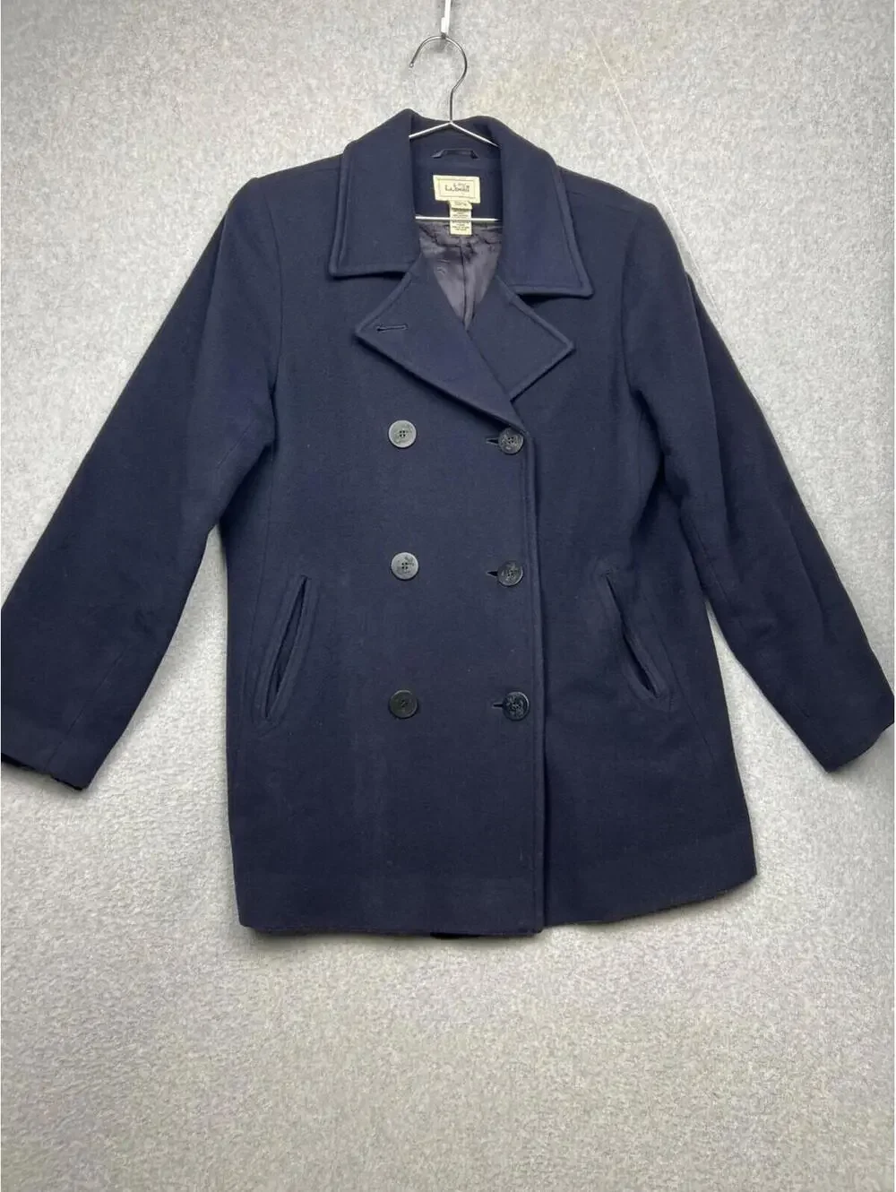 Vintage LL Bean Wool Pea Coat Womens 16 Navy Nautical Classic Classy